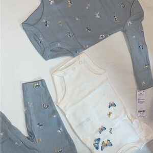 Carter's Blue and White Baby Bodysuit Set